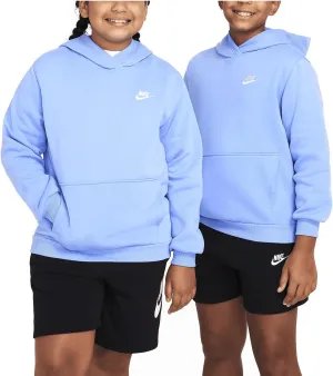 Nike Sportswear Club Fleece Big Kids' Pullover Hoodie (Extended Size) (FD3001-494, Royal Pulse/White)