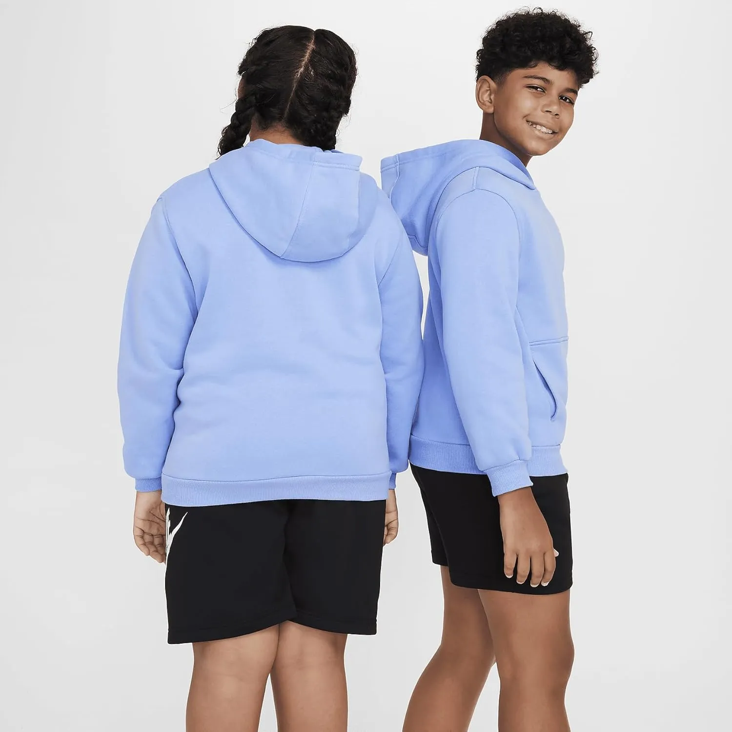 Nike Sportswear Club Fleece Big Kids' Pullover Hoodie (Extended Size) (FD3001-494, Royal Pulse/White)