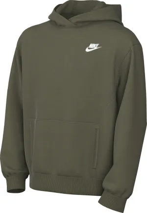 Nike Sportswear Club Fleece Big Kids' Pullover Hoodie (FD3000-222, Medium Olive/White)