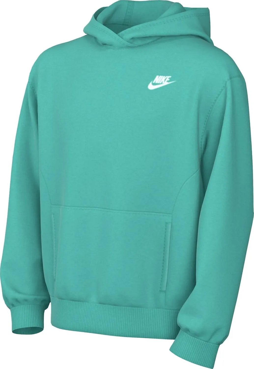 Nike Sportswear Club Fleece Big Kids' Pullover Hoodie (FD3000-300, Green Frost/White)