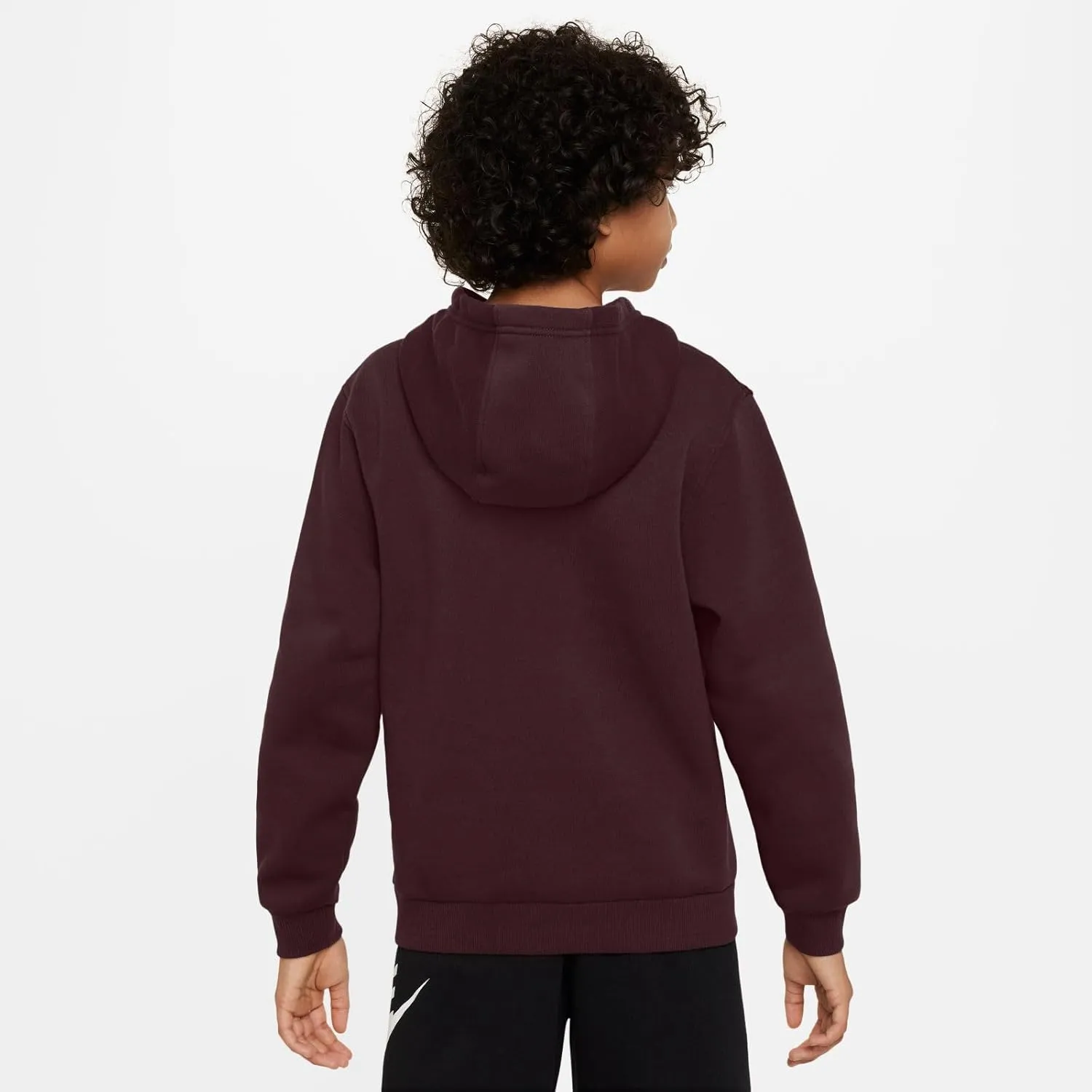 Nike Sportswear Club Fleece Big Kids' Pullover Hoodie (FD3000-652, Burgundy Crush/White)