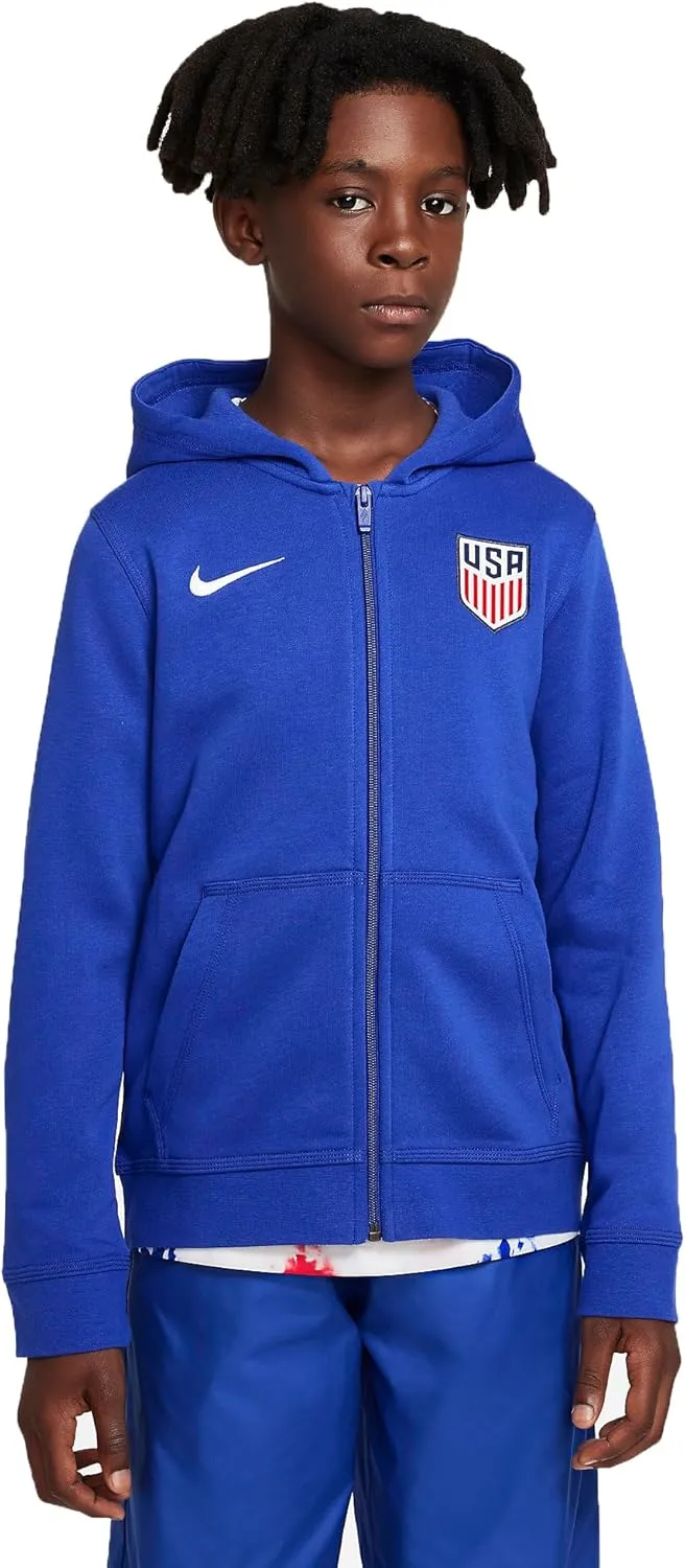 Nike USA Team Unisex Big Kid Youth Full-Zip Fleece Hoodie