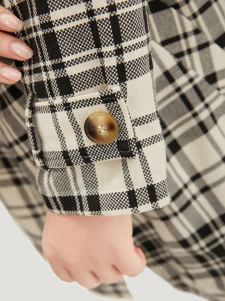 Plaid Belted Pocket Buckle Detail Coat
