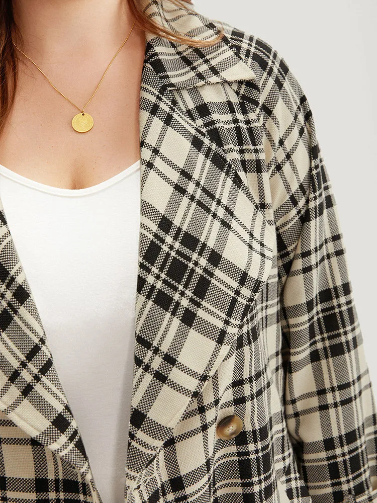 Plaid Belted Pocket Buckle Detail Coat