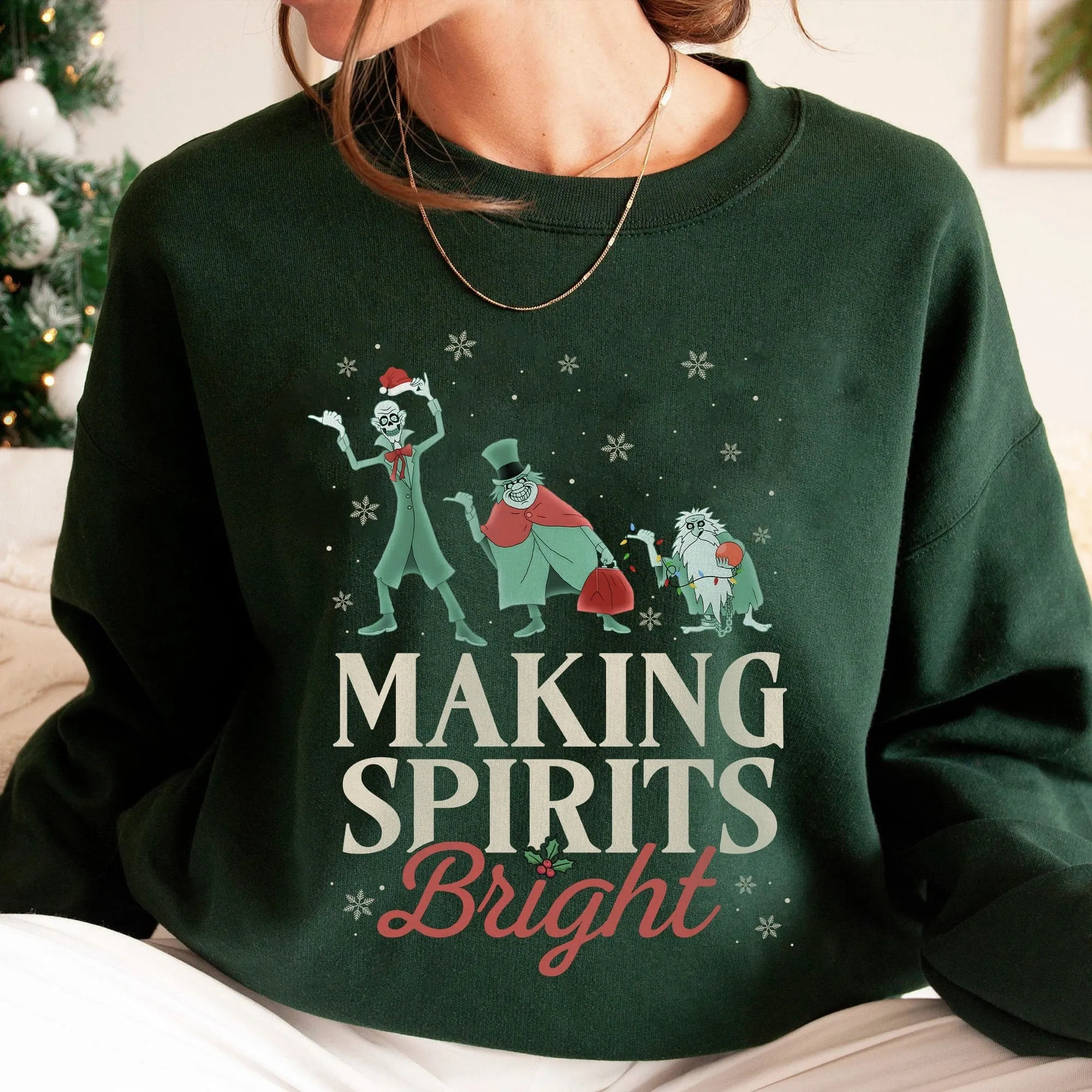 "Making Spirits Bright" Christmas T-Shirt – Fun Holiday Ghost Design