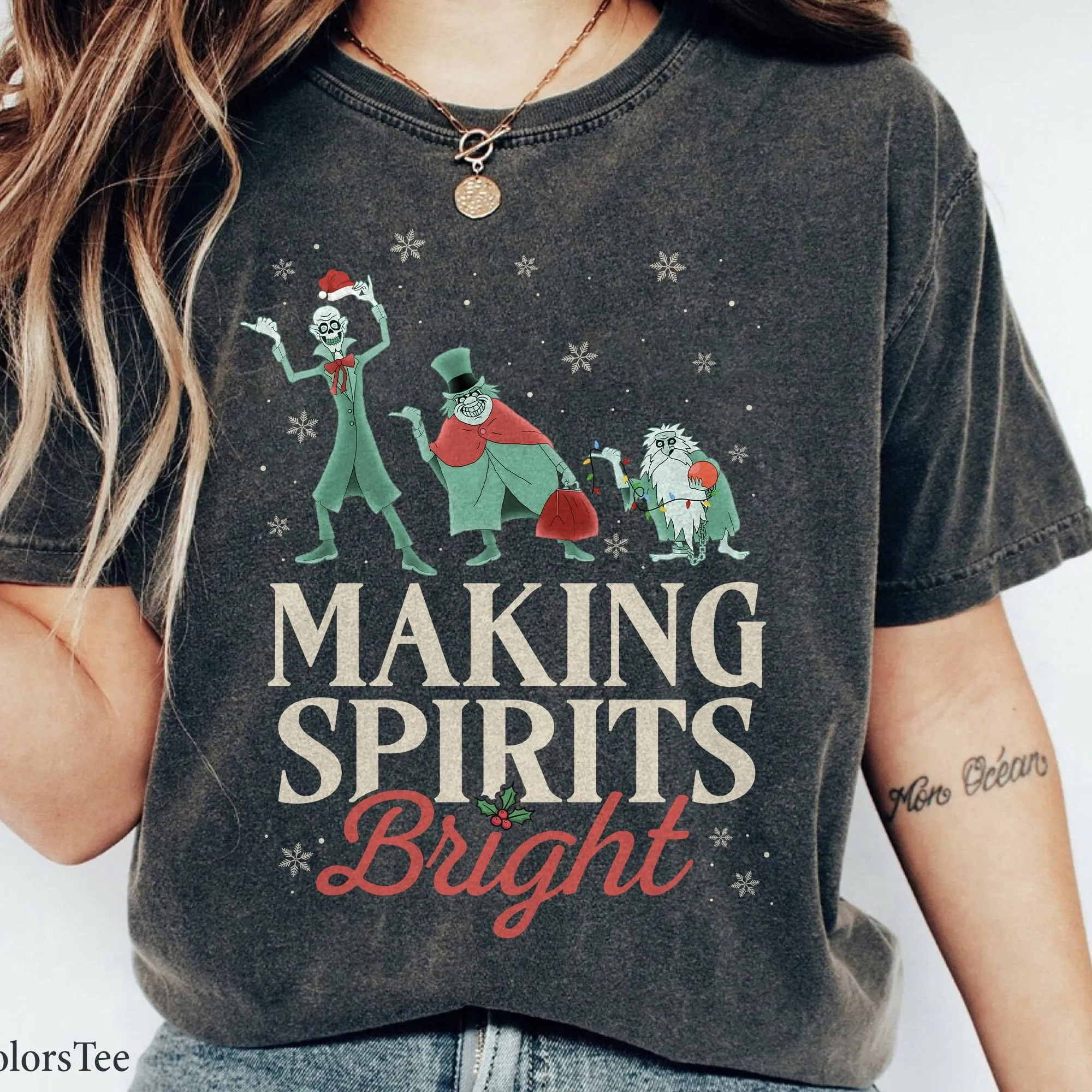"Making Spirits Bright" Christmas T-Shirt – Fun Holiday Ghost Design