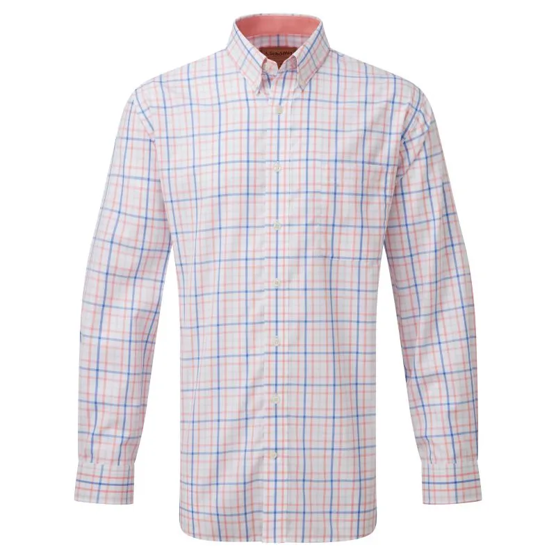 Schoffel Holkham Classic Mens Shirt - Flamingo/Cloud/Blue