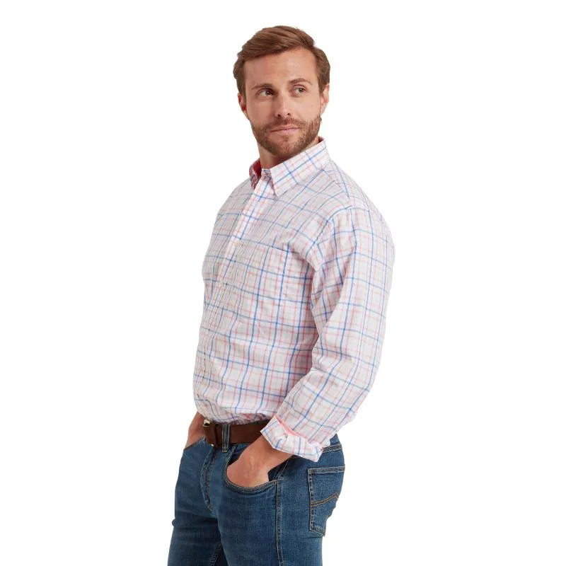 Schoffel Holkham Classic Mens Shirt - Flamingo/Cloud/Blue