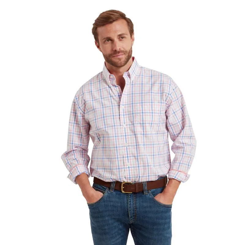 Schoffel Holkham Classic Mens Shirt - Flamingo/Cloud/Blue