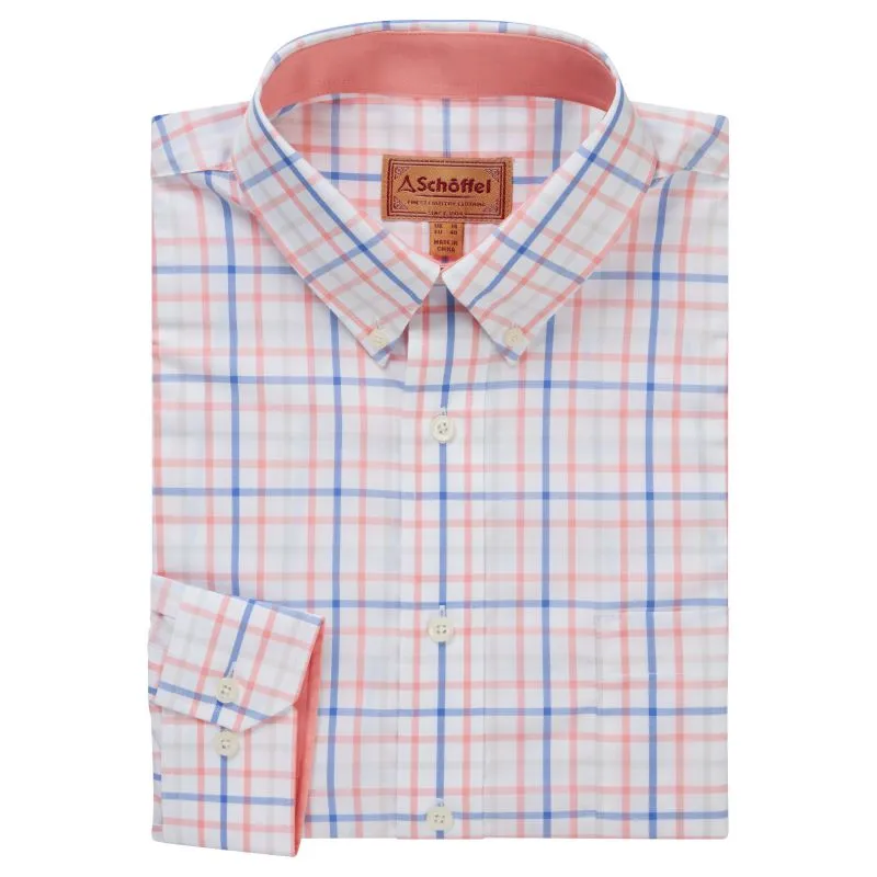 Schoffel Holkham Classic Mens Shirt - Flamingo/Cloud/Blue