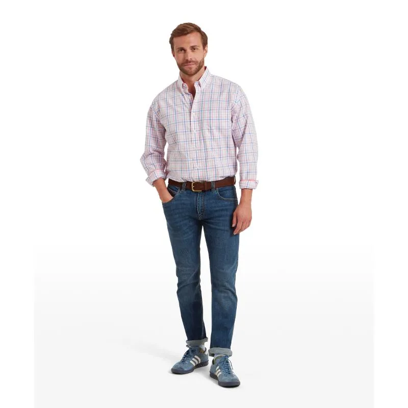 Schoffel Holkham Classic Mens Shirt - Flamingo/Cloud/Blue