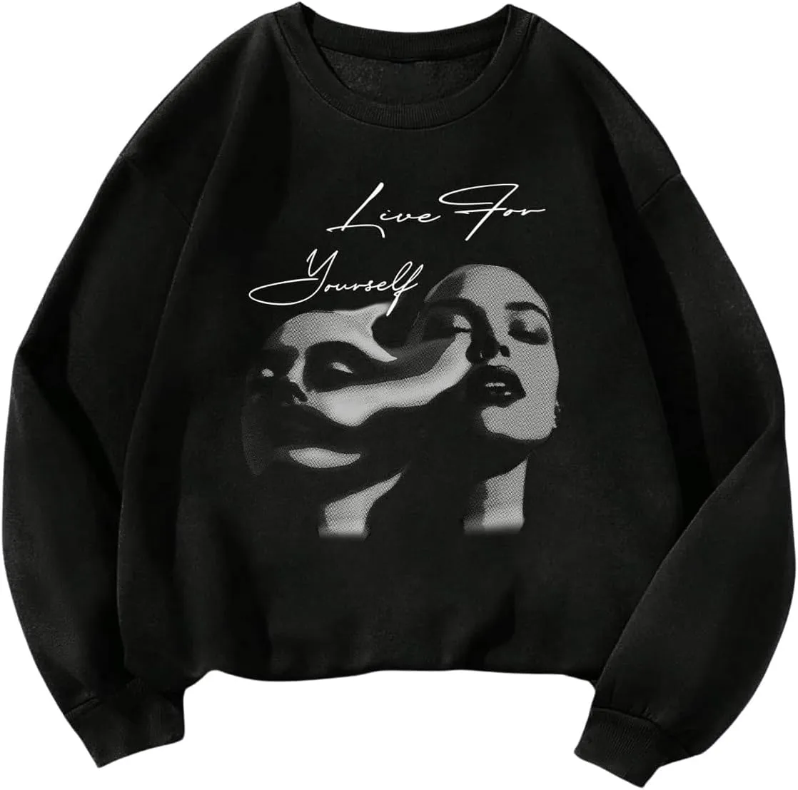 SHENHE Women's Oversized Graphic Fleece crew neck Figure Slogan Print Sweatshirt Pullover
