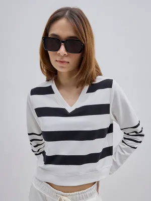 Studiofit Black Striped Cotton-Blend T-Shirt