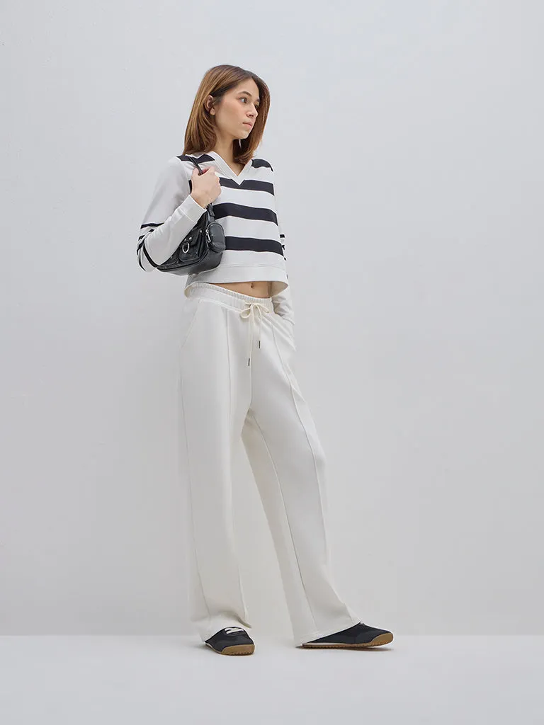 Studiofit Black Striped Cotton-Blend T-Shirt