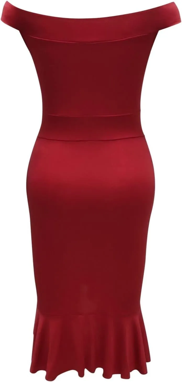 Summer Dresses for Women 2025 Off Shoulder Ruffle Irregular Bodycon Midi Dress Formal Wedding Guest Dresses