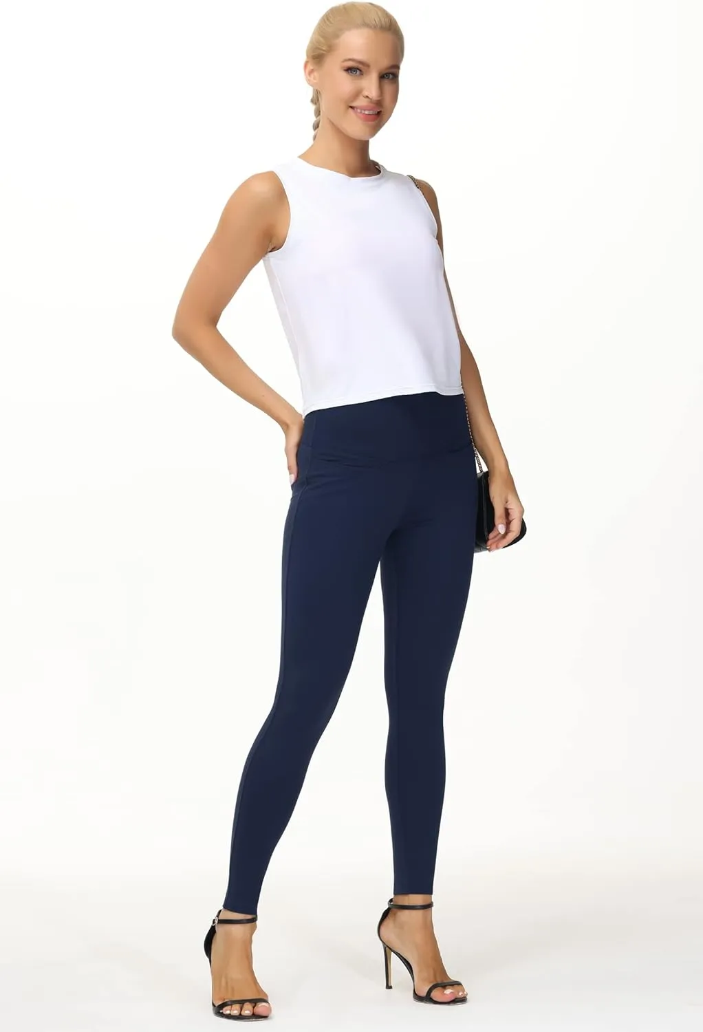 THE GYM PEOPLE Women's Casual Yoga Leggings High Waisted Tummy Control Workout Pants with 4 Pockets