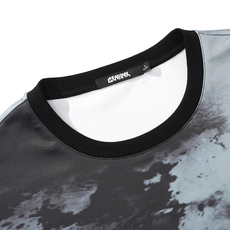 Tie Dye Pocket Print Flutter Space Cotton T-Shirt