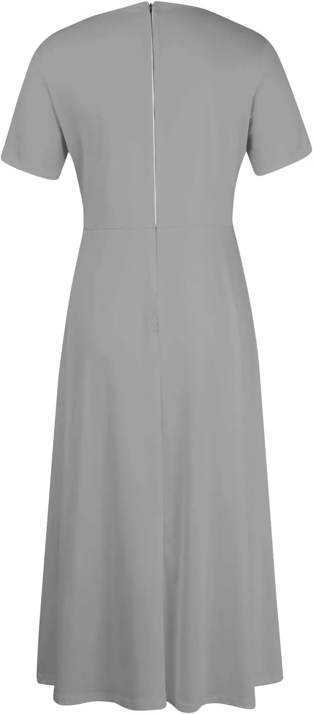 TWGONE Plus Size Dresses for Curvy Women Short Sleeve Long Maxi Formal Dresses Casual Summer A Line Dress with Pocketss