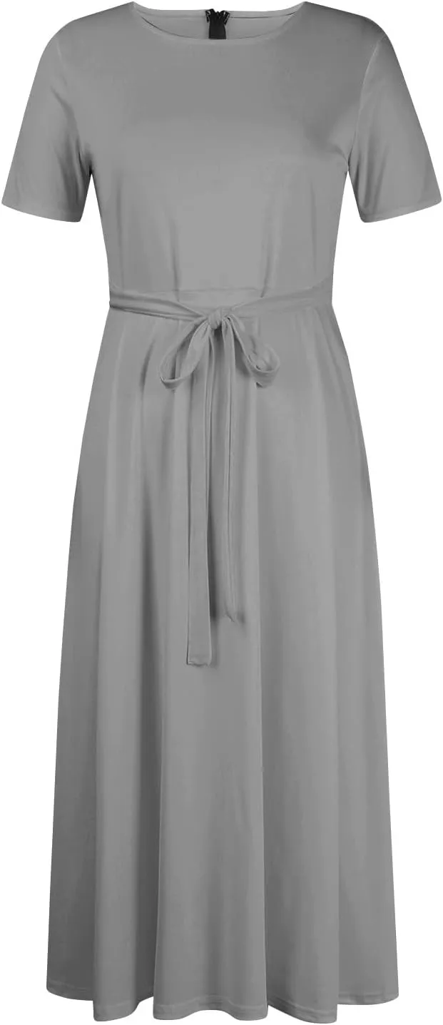 TWGONE Plus Size Dresses for Curvy Women Short Sleeve Long Maxi Formal Dresses Casual Summer A Line Dress with Pocketss