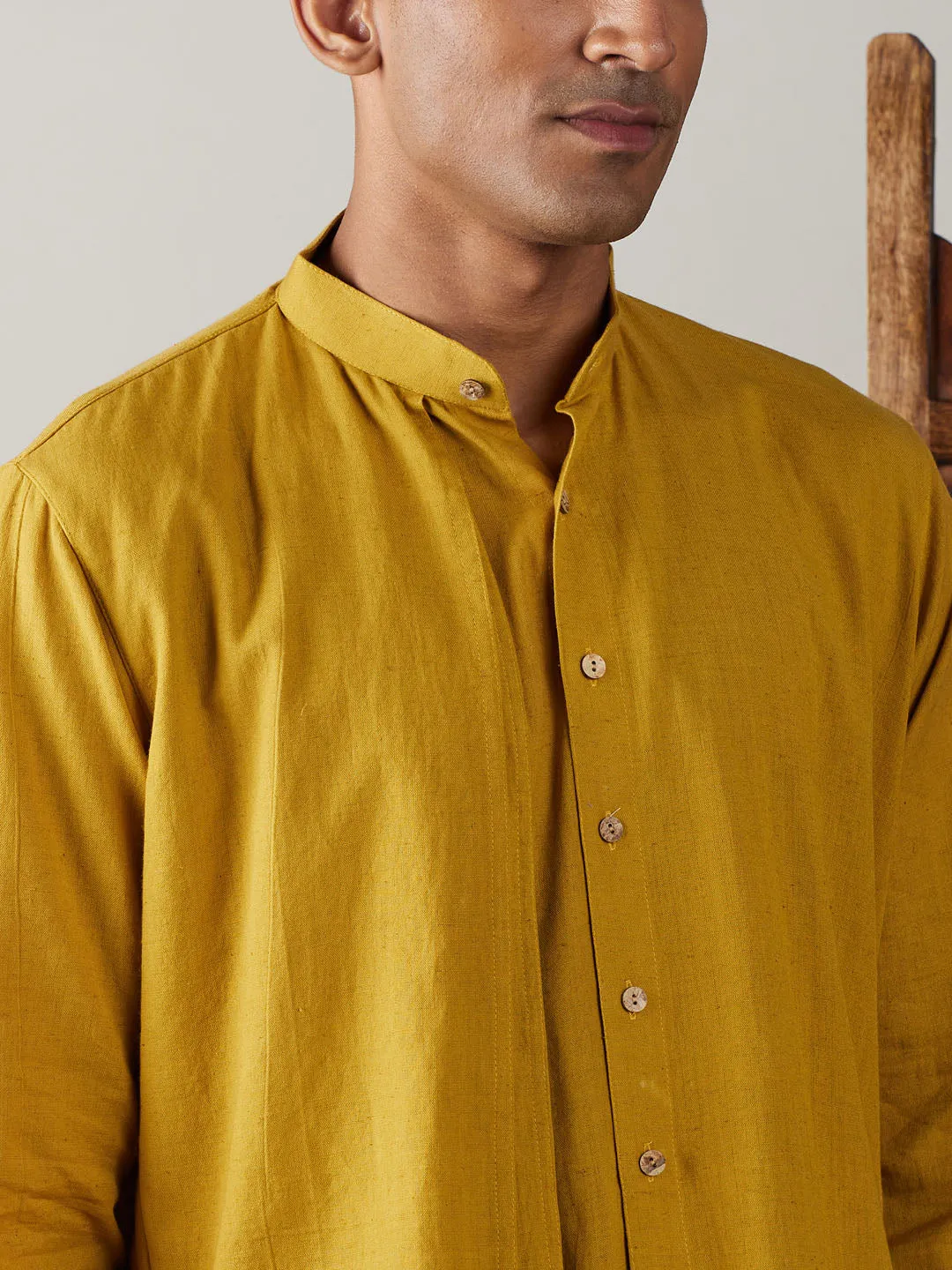 Vastramay Men's Mustard Cotton Kurta Set