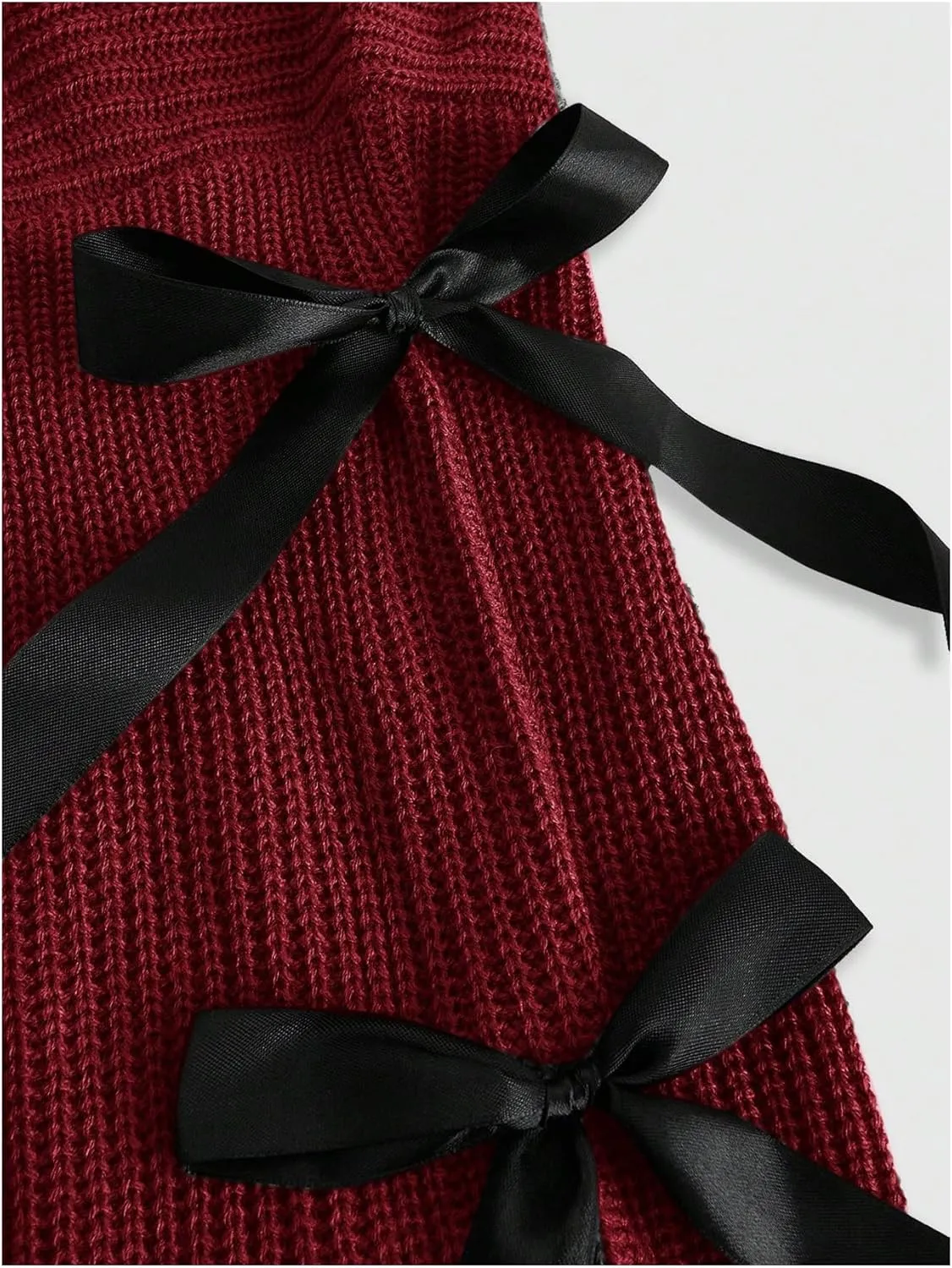 Verdusa Women's Bow Tie Bolero Shrug Crochet Cardigan Knit Cropped Ballet Shoulder Shrug Long Sleeve Sweater