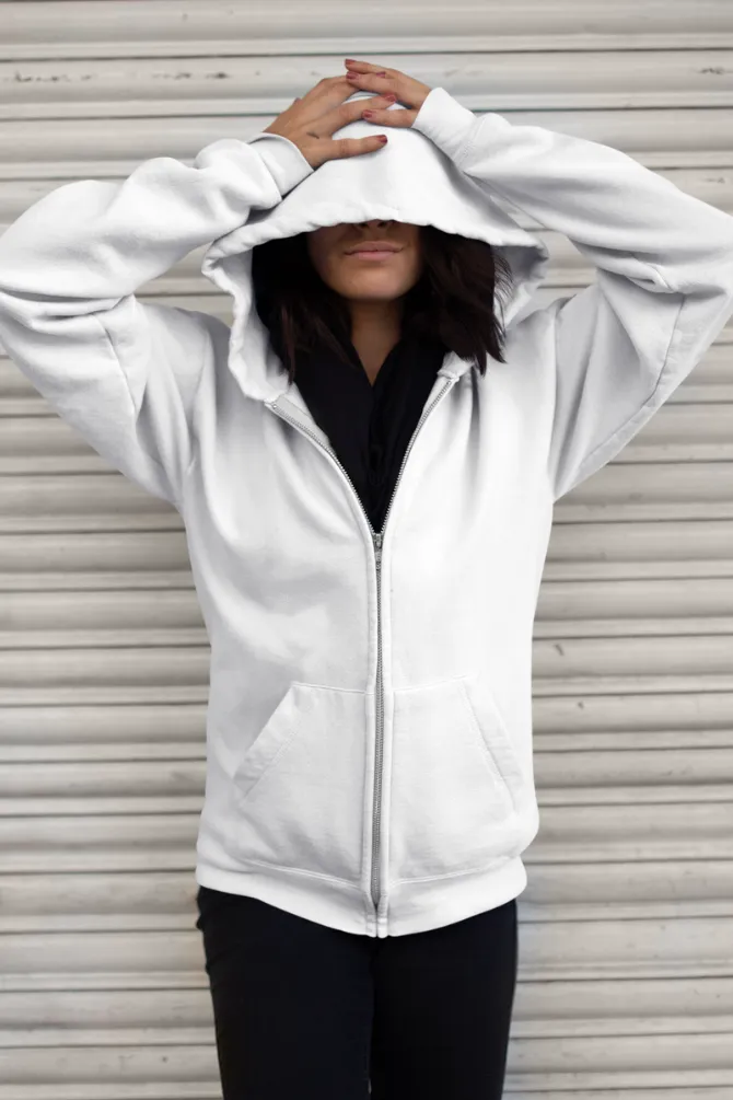 White Zip Hoodie for women