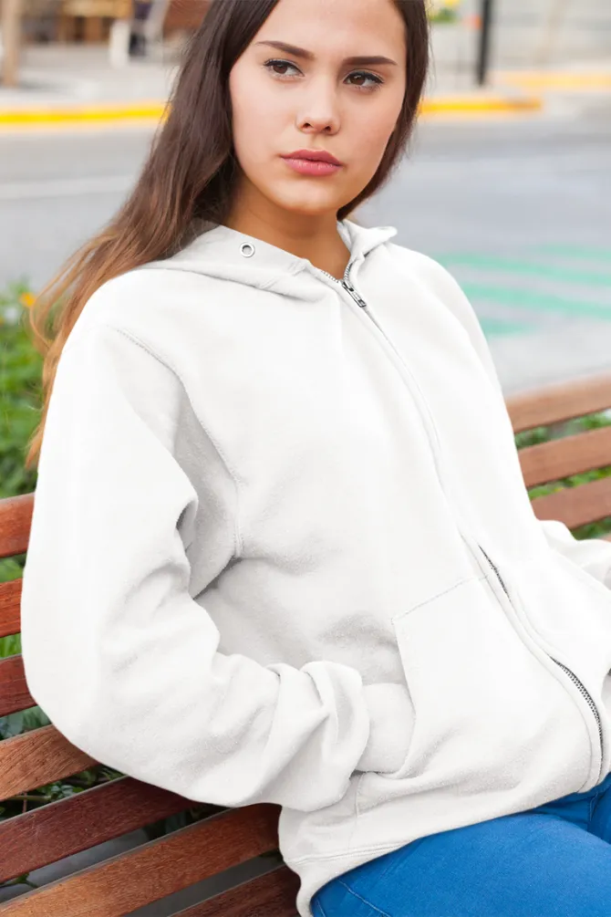 White Zip Hoodie for women