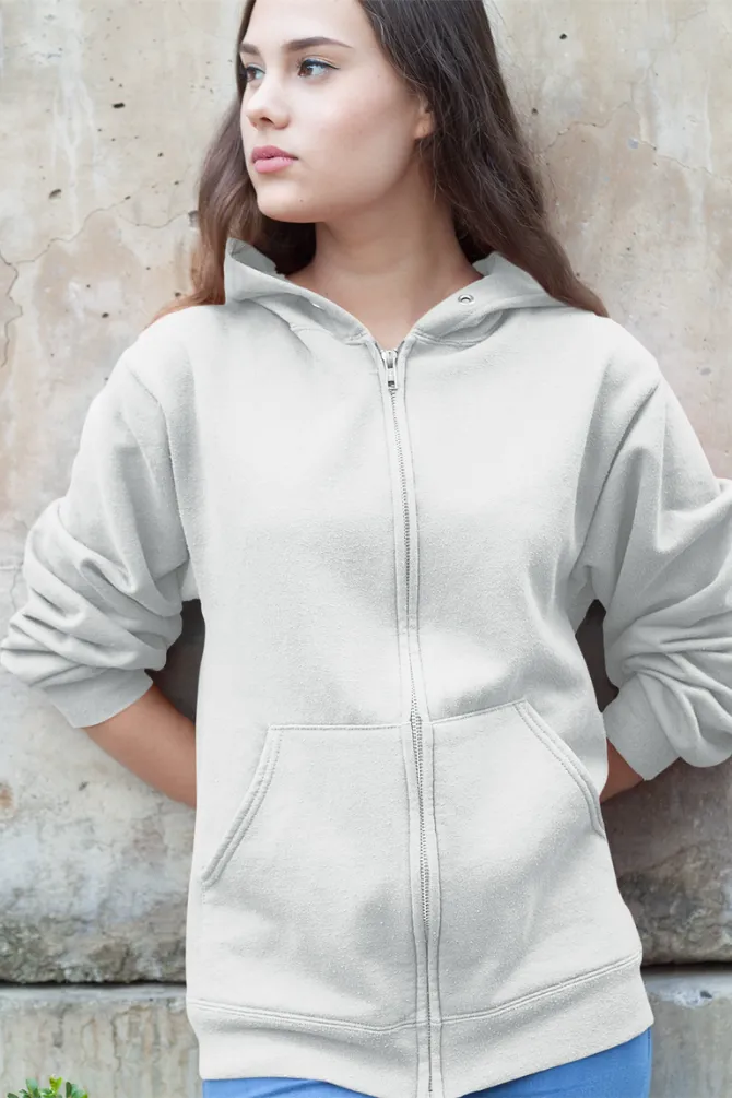 White Zip Hoodie for women