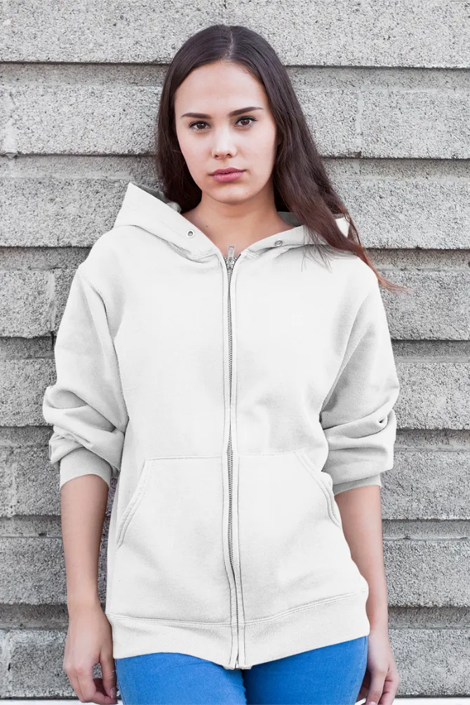 White Zip Hoodie for women