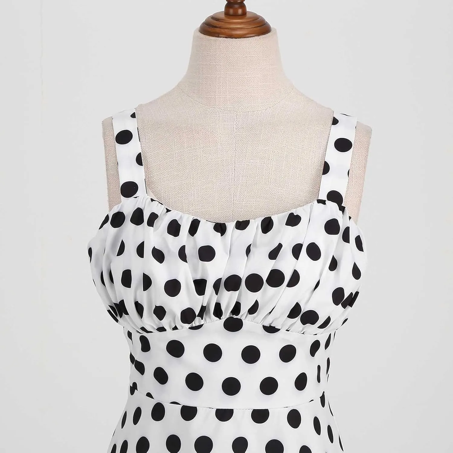 Women Vintage Sleeveless Solid Floral Ruched Summer Cute A-Line Flowy Swing Midi Dress Beach Dresses