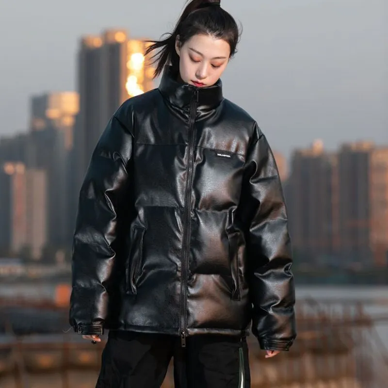 Women Winter Warm Thick Pu Leather Coats Fashion Bf Harajuku