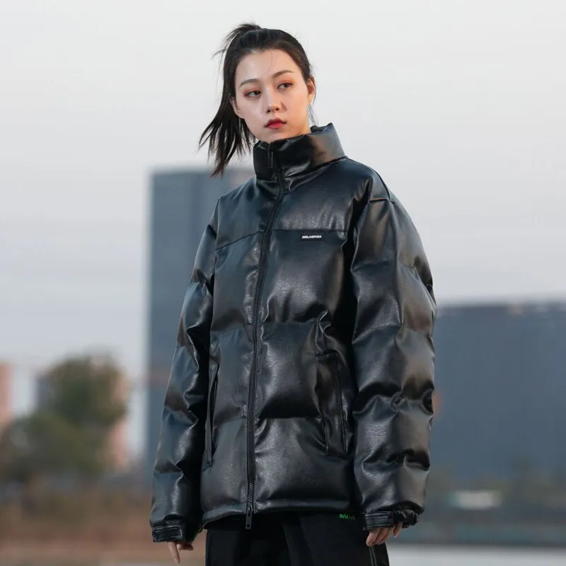 Women Winter Warm Thick Pu Leather Coats Fashion Bf Harajuku