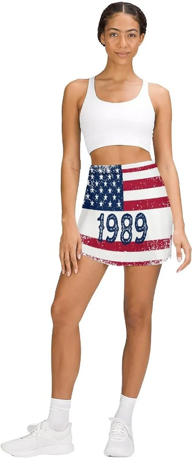Women's Tennis Skirt Anti-Peek Workout Skorts with Built-in Shorts Pocket for Gym Golf Running