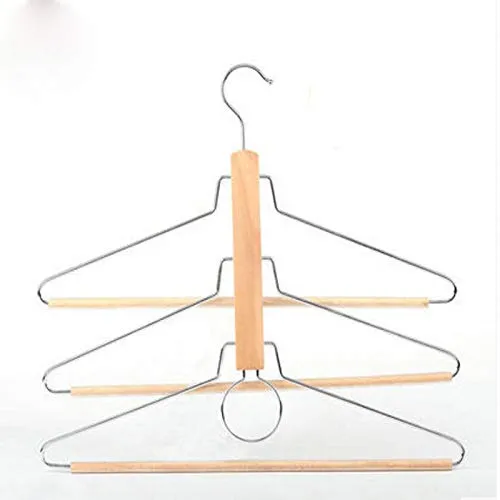 Xyijia Hanger 41Cm Multilayer Solid Wood Hangers Multi-Functional Wooden Scarf Rack.Anti-Skid Magic Collection Pants Rack