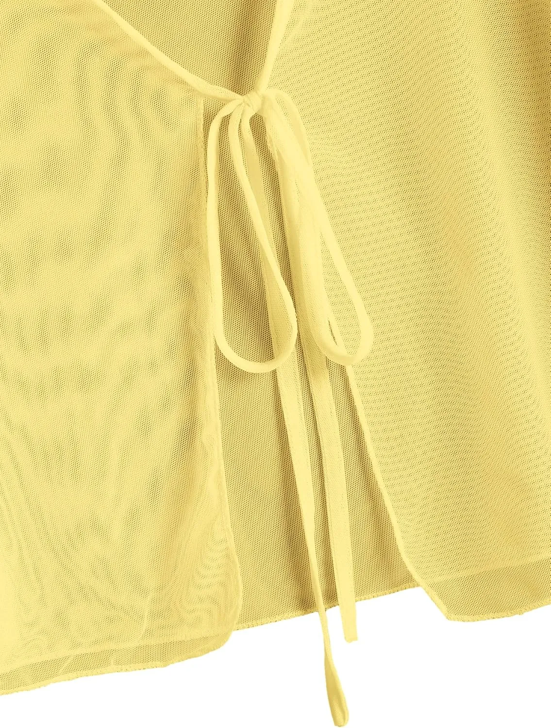 ZAFUL Women Tie Front Cardigan Long Sleeve Sheer Mesh Shrug Tie Top Lightweight Bolero Shrugs for Dresses Cover Ups