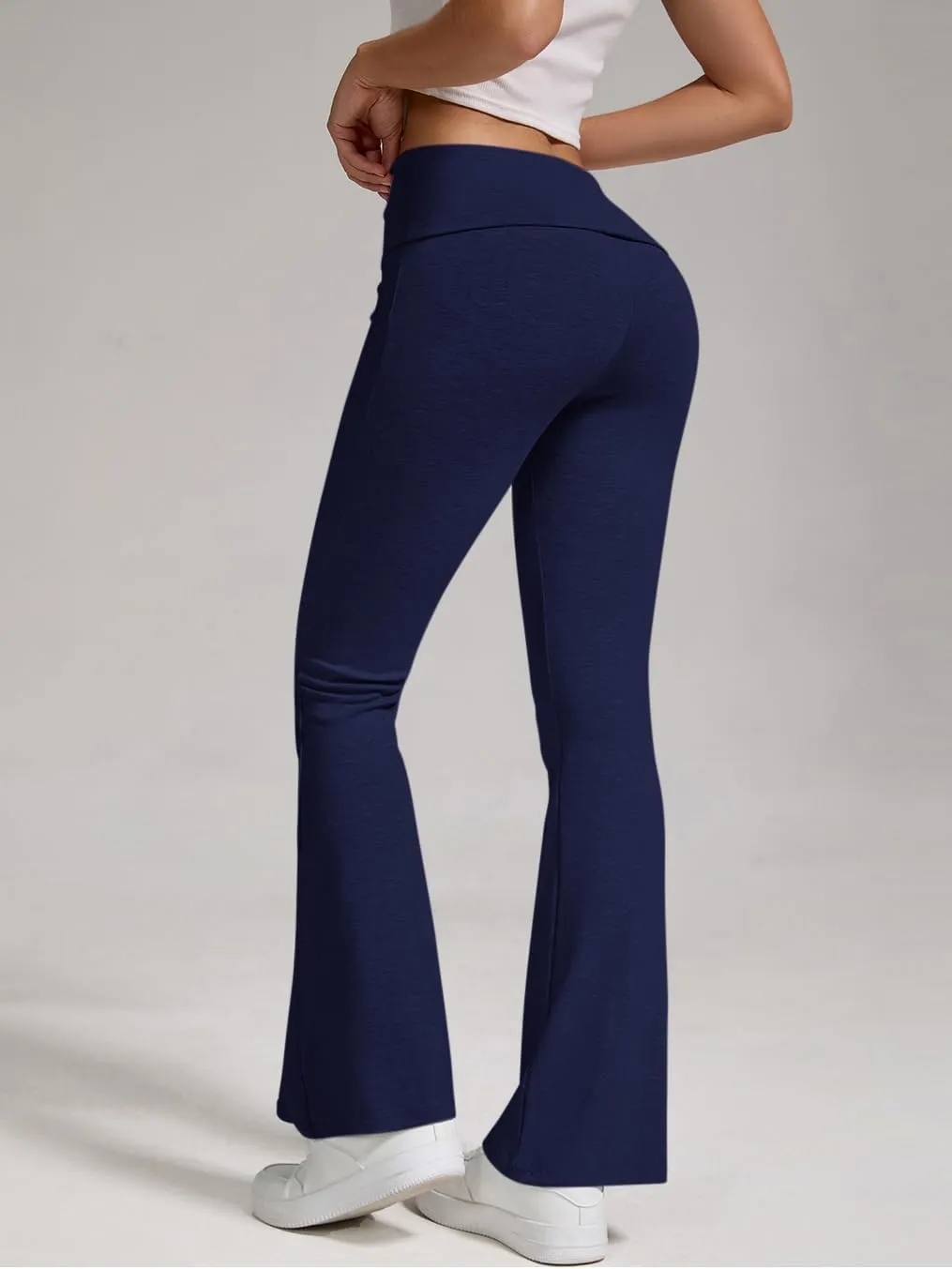 ZFLM Casual Workout Two Piece Outfits for Women Zip Up Hoodies High Waist Foldover Flare Pants Tracksuit Sets Streetwear